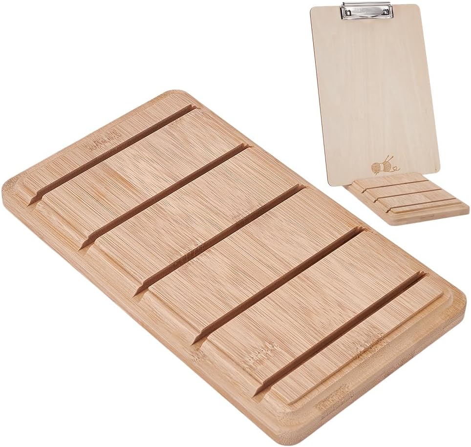 FINGERINSPIRE Wooden Clipboard Holder 9.45x5.5x0.7inch PapayaWhip Color Bamboo Clipboard Holder with 5 Slots Rectangle Bamboo Organizer Stand for Documents Office Classroom Tabletop Display