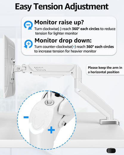 Dual Monitor Stand fits up to 32 inch, 4.4-19.8 lbs Computer Screens, Dual Monitor Desk Mount Height Adjustable, Monitor Arms for 2 Monitors, Home Office VESA Mounts, Freelift White