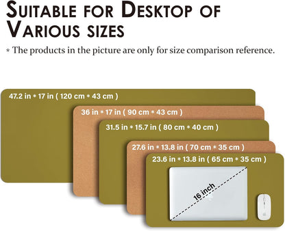 Large Cork Desk Mat - 47.2"x 17" Desk Pad for Office and Home - Ideal for Large Mouse Pad and Desk Mats on Top of Desks(Dark Green)
