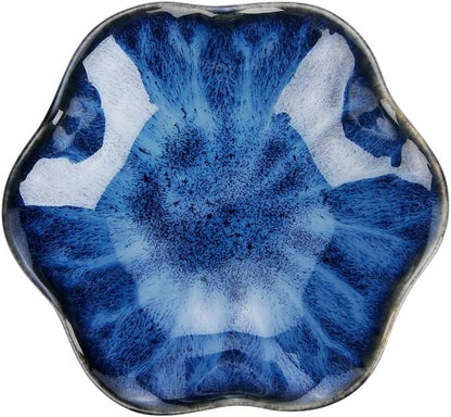 Ring Dish, Kiln Glaze Jewelry Trinket Tray, Gifts for Women I Lotus Leaf Necklace Earrings Holder on Nightstand Bathroom, Ceramic Cute Key Bowl, White. All Jewelries Are NOT Included.