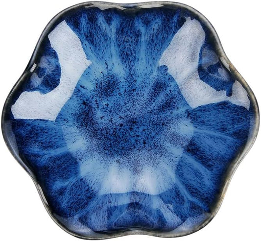 Ring Dish, Kiln Glaze Jewelry Trinket Tray, Gifts for Women I Lotus Leaf Necklace Earrings Holder on Nightstand Bathroom, Ceramic Cute Key Bowl, White. All Jewelries Are NOT Included.