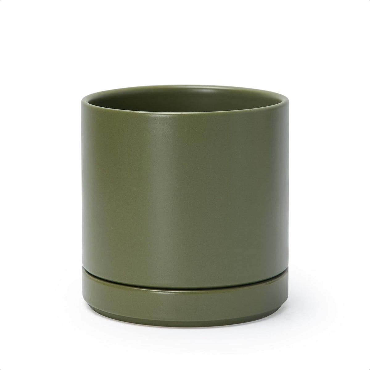 D'vine Dev 4.7 Inch Ceramic Planter Pot with Drainage Hole and Saucer, Indoor Cylinder Round Planter Pot, Teal, 94-O-B-9