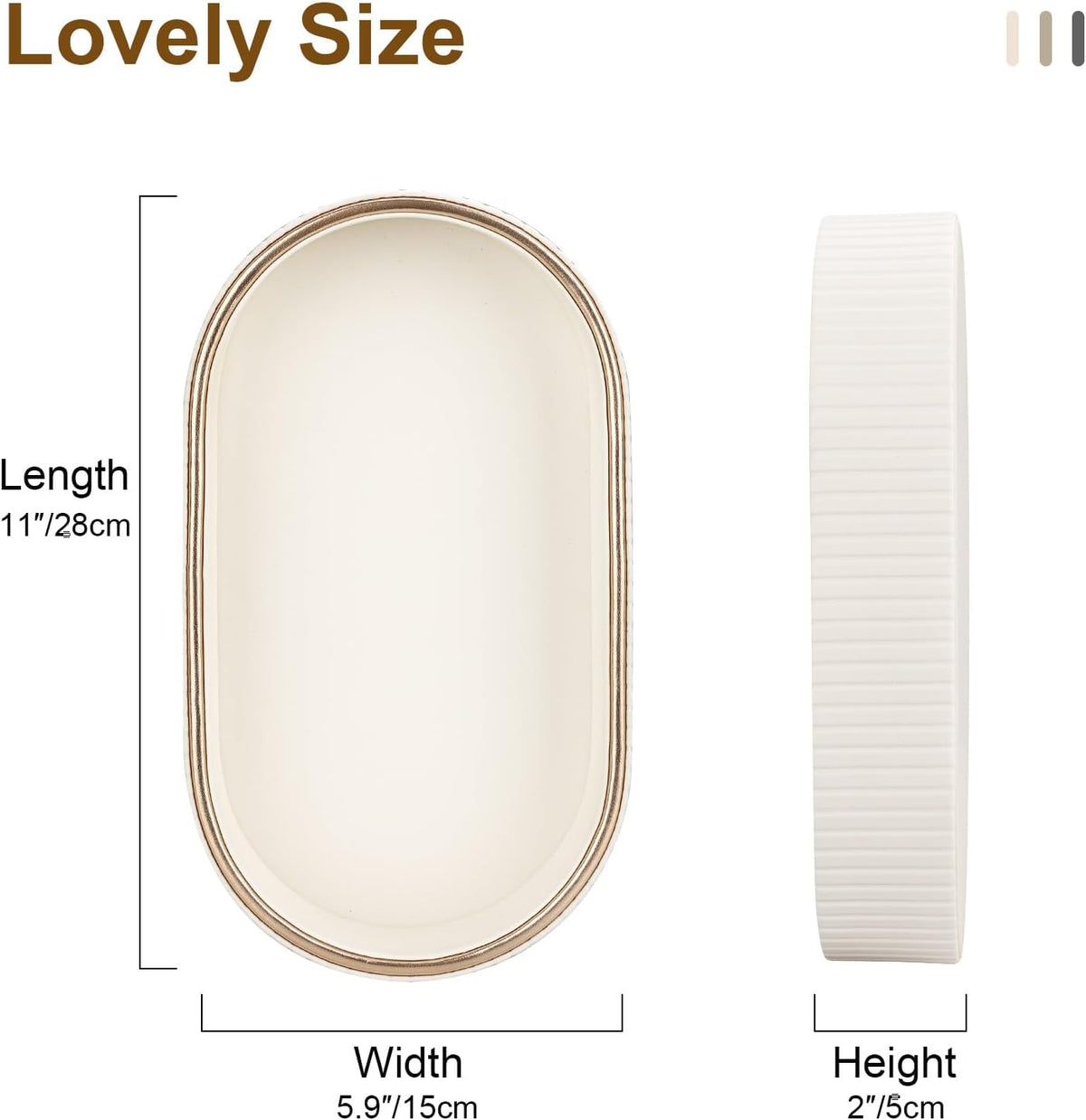 GORESE PU Leather Perfume Tray Nightstand Organizer, Small Oval Desk Tray Jewelry Trinket Trays Valet Organizer Key Bowl for Entryway Dresser Bathroom, Catchall Trays for Men Women, 11×5.9 in, Beige
