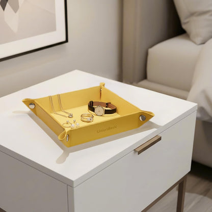 UnionBasic Small Valet Tray, Jewelry Tray for Rings Watches Earrings, Entryway Catchall Caddy for Coins Keys Change, Nightstand Bedside Valet Holder, Trays for Electronic Gadgets, Beige - Colors B
