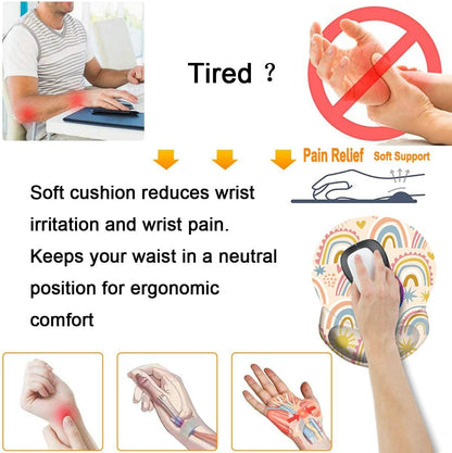 Wrist Support Mouse Pad Anti Slip Rubber Wrist Rest Mousepad 9in X 8in Small Desktop Notebook Mouse Mat for Working and Gaming (M-Pink Floral)