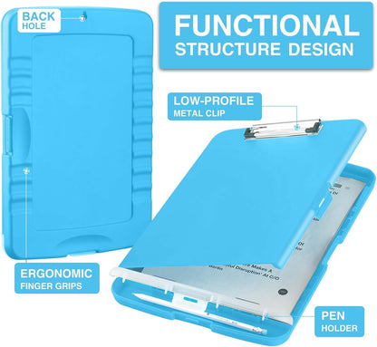 Clipboard with Storage, Clip Board 8.5 x 11 with Pen Holder, High Capacity Plastic Organization Case Box for Letter Legal A4 Size Paper, Nurses Teachers Must Haves, School & Office Supplies