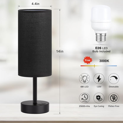 Dicoool Bedside Table Lamp for Bedroom - 3-Way Dimmable Touch Lamp, USB A+C