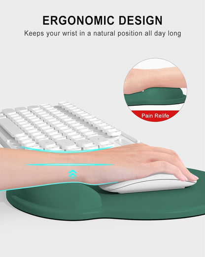 Ergonomic Mouse Pad with Wrist Rest, Comfortable Silicone Non-Slip Computer Pain Relief Gel Mouse Mat with Wrist Support for Gaming, Work, Office, Women & Men, Cute Pattern, Beige