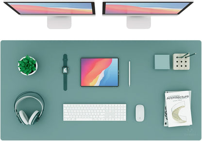 K KNODEL Large Office Leather Desk Mat, Mouse and Keyboard Pad, Computer and Laptop Mat, Desktop Protector and Cover, Writing Pad and Blotter (31.5"x15.7", Black)