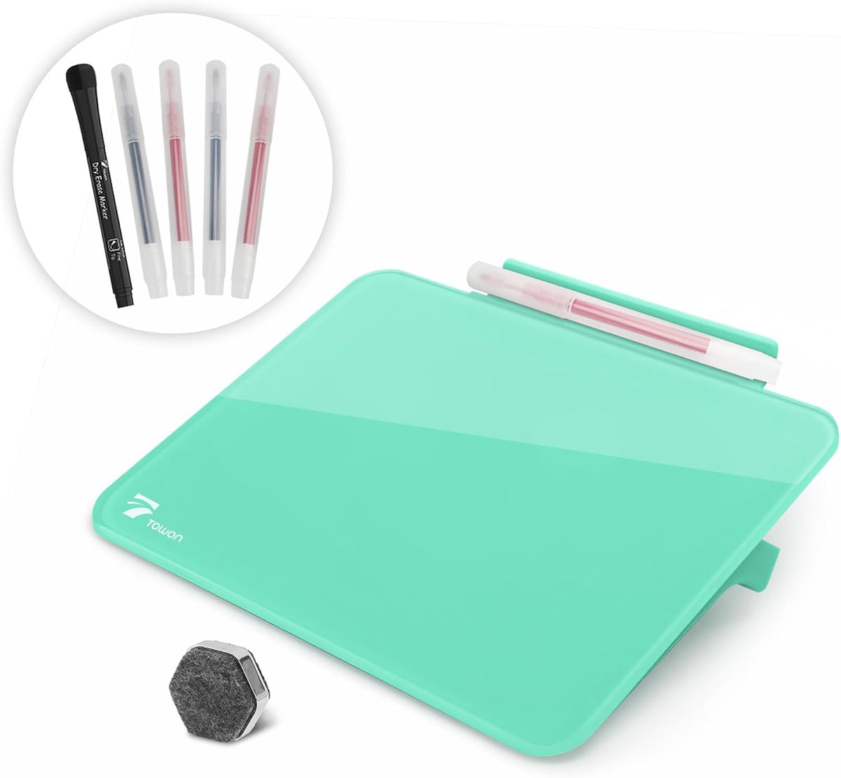 Small Glass Desktop Whiteboard Dry-Erase, Mini Pure Glass Whiteboard Stand