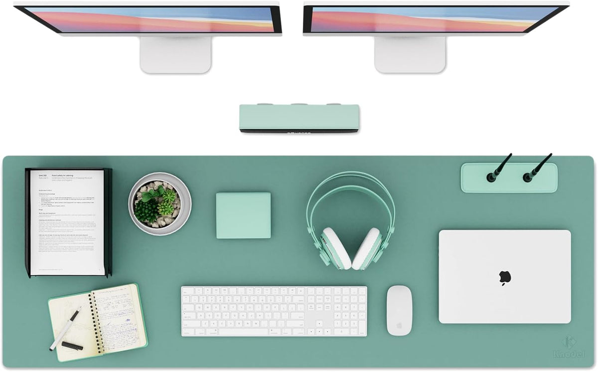 K KNODEL Large Office Leather Desk Mat, Mouse and Keyboard Pad, Computer and Laptop Mat, Desktop Protector and Cover, Writing Pad and Blotter (31.5"x15.7", Black)