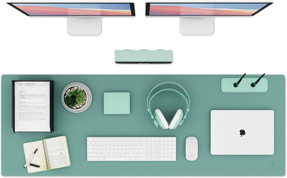 K KNODEL Large Office Leather Desk Mat, Mouse and Keyboard Pad, Computer and Laptop Mat, Desktop Protector and Cover, Writing Pad and Blotter (31.5"x15.7", Black)