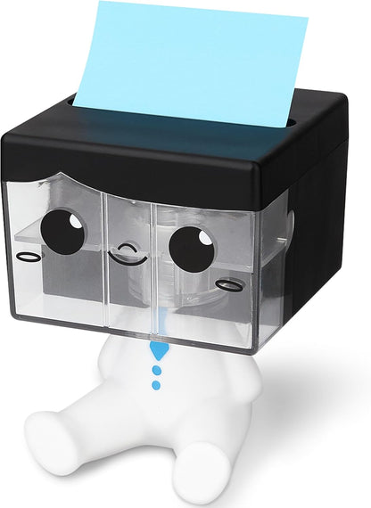 Pop-up Notes Dispenser for Desk, Idea Boy Sticky Note Holder for Office School, Cute Office Supplies, 3x3 in, Magnetic Design, White, 1 Pack