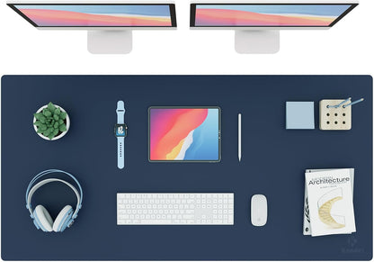 K KNODEL Large Office Leather Desk Mat, Mouse and Keyboard Pad, Computer and Laptop Mat, Desktop Protector and Cover, Writing Pad and Blotter (31.5"x15.7", Black)