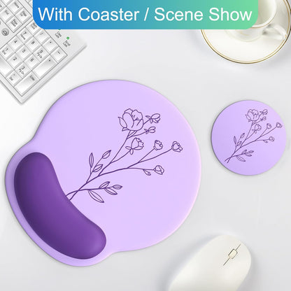 Ergonomic Mouse Pad with Wrist Support Rest,Large Mousepad Gel Wrist Rest, with Coaster Non-Slip & Pain Relief for Computer, Desk, Home&Office-Beach - Colors B