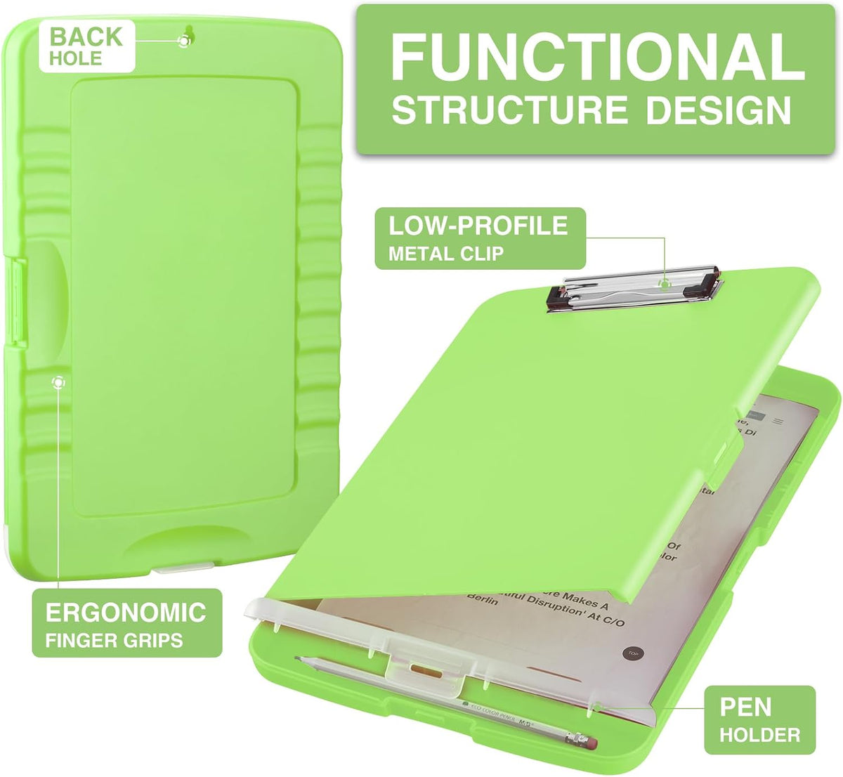 Clipboard with Storage, Clip Board 8.5 x 11 with Pen Holder, High Capacity Plastic Organization Case Box for Letter Legal A4 Size Paper, Nurses Teachers Must Haves, School & Office Supplies