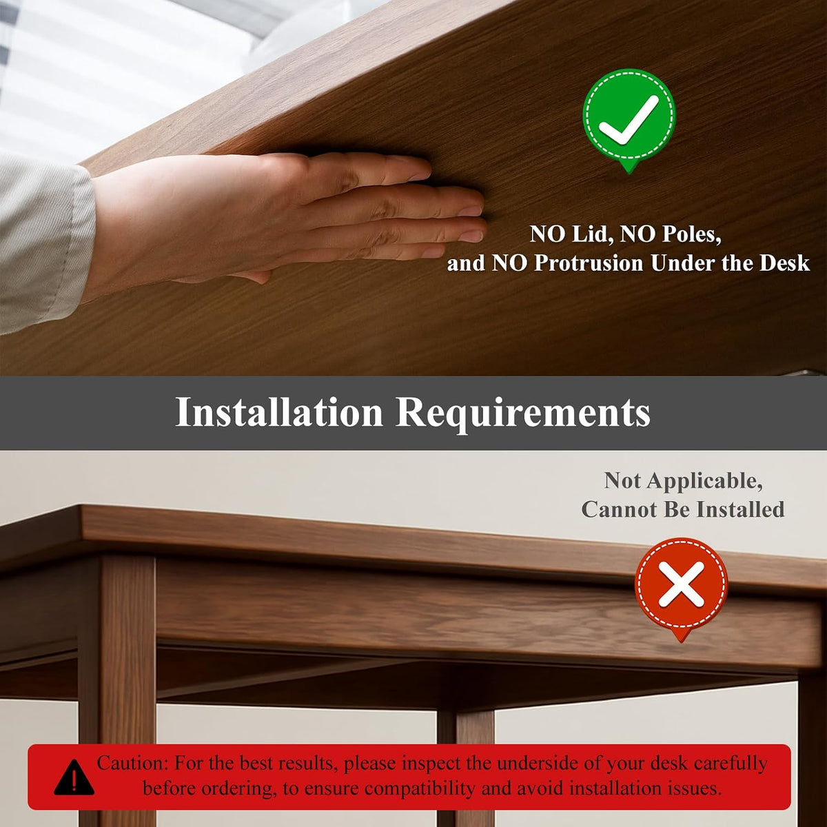 Under Desk Storage Drawer, Under Table Slide Out Self-Adhesive Organization, Translucent Black Medium