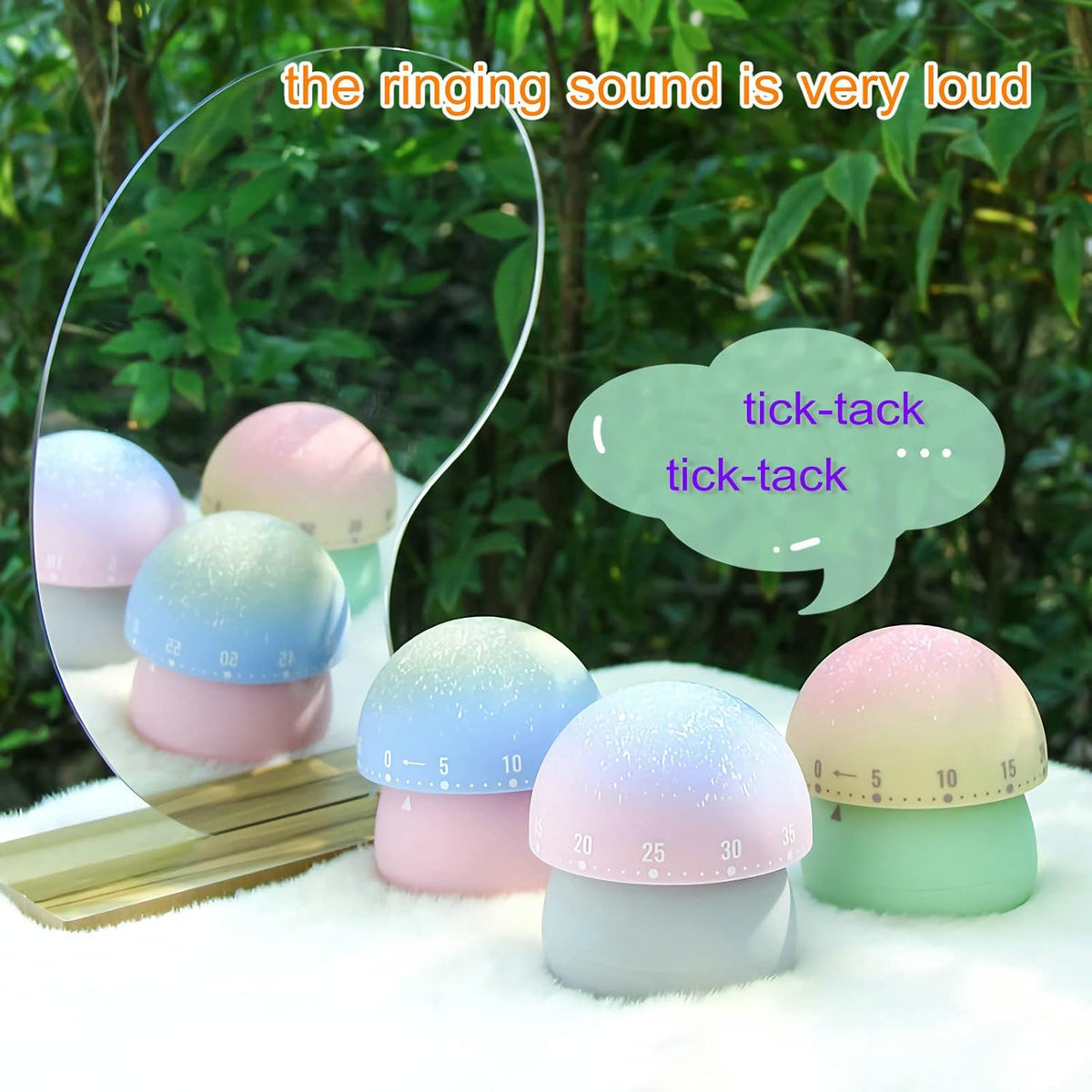 Mechanical Kitchen Timer, Cute Mushroom Timers for Kids, Wind Up 60 Minutes Manual Countdown Timer for Classroom, Home, Study and Cooking (Green Base)