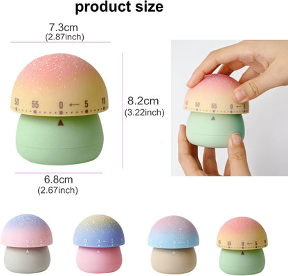 Mechanical Kitchen Timer, Cute Mushroom Timers for Kids, Wind Up 60 Minutes Manual Countdown Timer for Classroom, Home, Study and Cooking (Green Base)