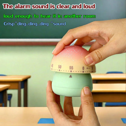 Mechanical Kitchen Timer, Cute Mushroom Timers for Kids, Wind Up 60 Minutes Manual Countdown Timer for Classroom, Home, Study and Cooking (Green Base)
