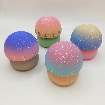 Mechanical Kitchen Timer, Cute Mushroom Timers for Kids, Wind Up 60 Minutes Manual Countdown Timer for Classroom, Home, Study and Cooking (Green Base)