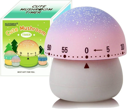 Mechanical Kitchen Timer, Cute Mushroom Timers for Kids, Wind Up 60 Minutes Manual Countdown Timer for Classroom, Home, Study and Cooking (Green Base)