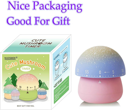 Mechanical Kitchen Timer, Cute Mushroom Timers for Kids, Wind Up 60 Minutes Manual Countdown Timer for Classroom, Home, Study and Cooking (Green Base)