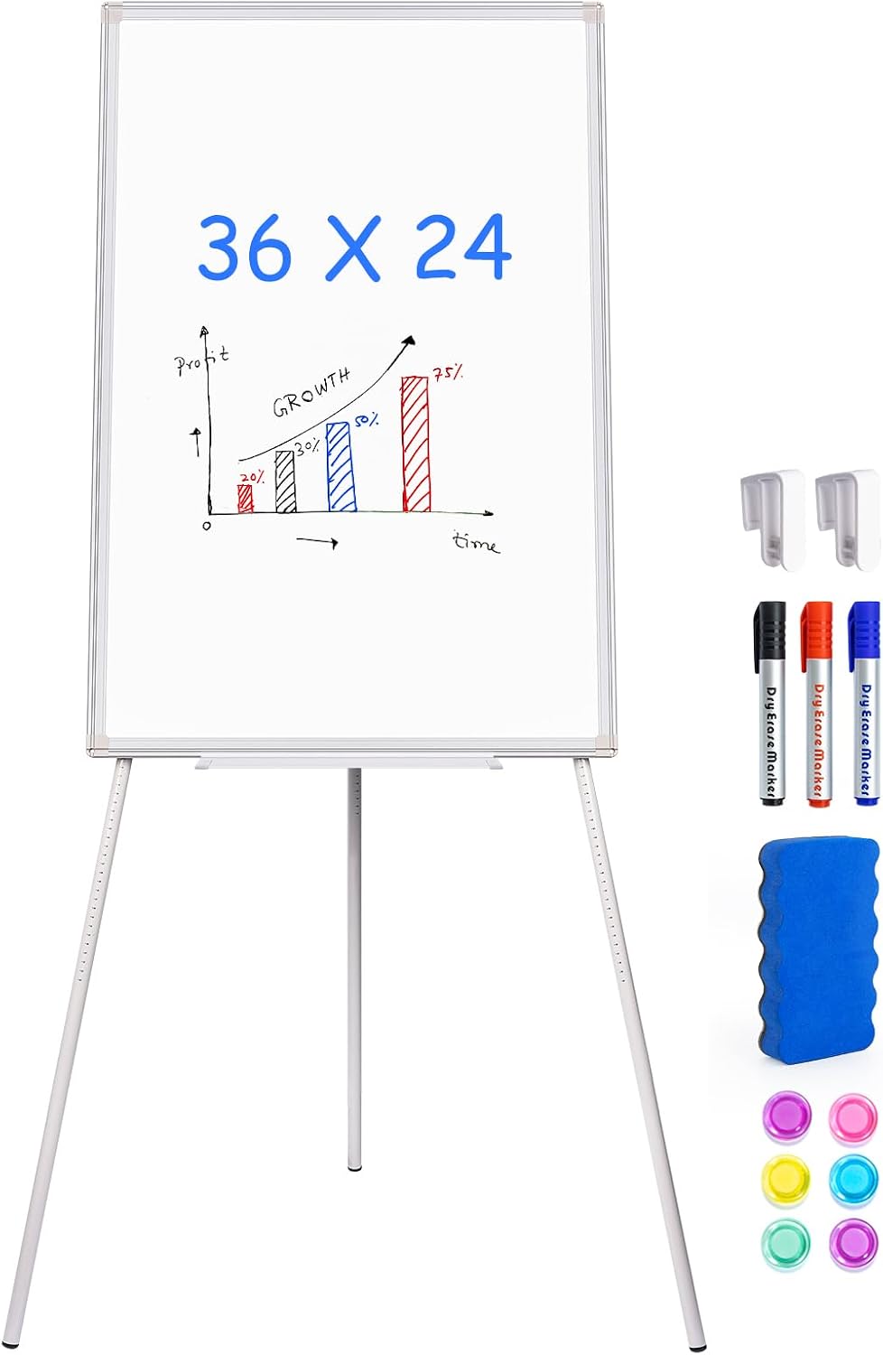 Easel Whiteboard 36 x 24 in, Stand Tripod with Height Adjustable
