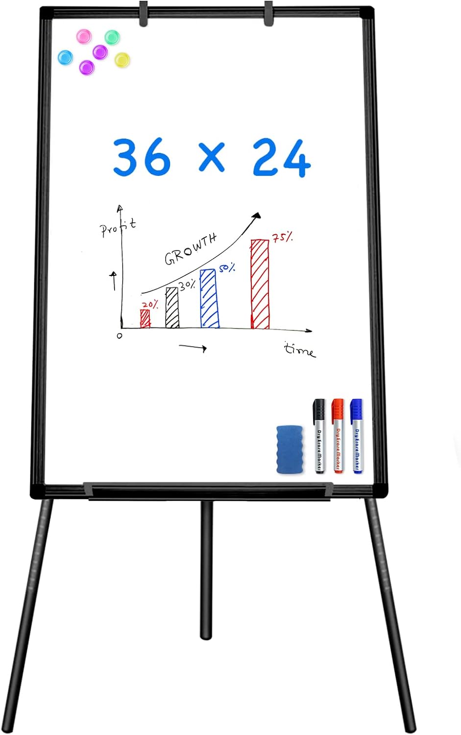 Easel Whiteboard 36 x 24 in, Stand Tripod with Height Adjustable