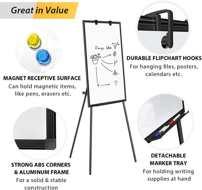 Easel Whiteboard 36 x 24 in, Stand Tripod with Height Adjustable