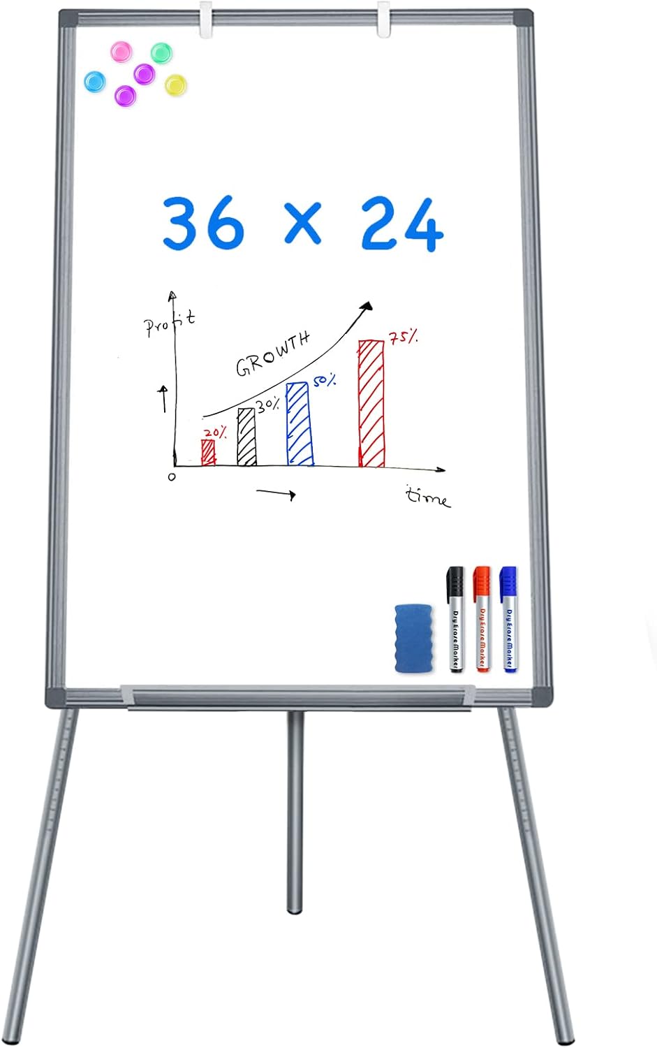 Easel Whiteboard 36 x 24 in, Stand Tripod with Height Adjustable