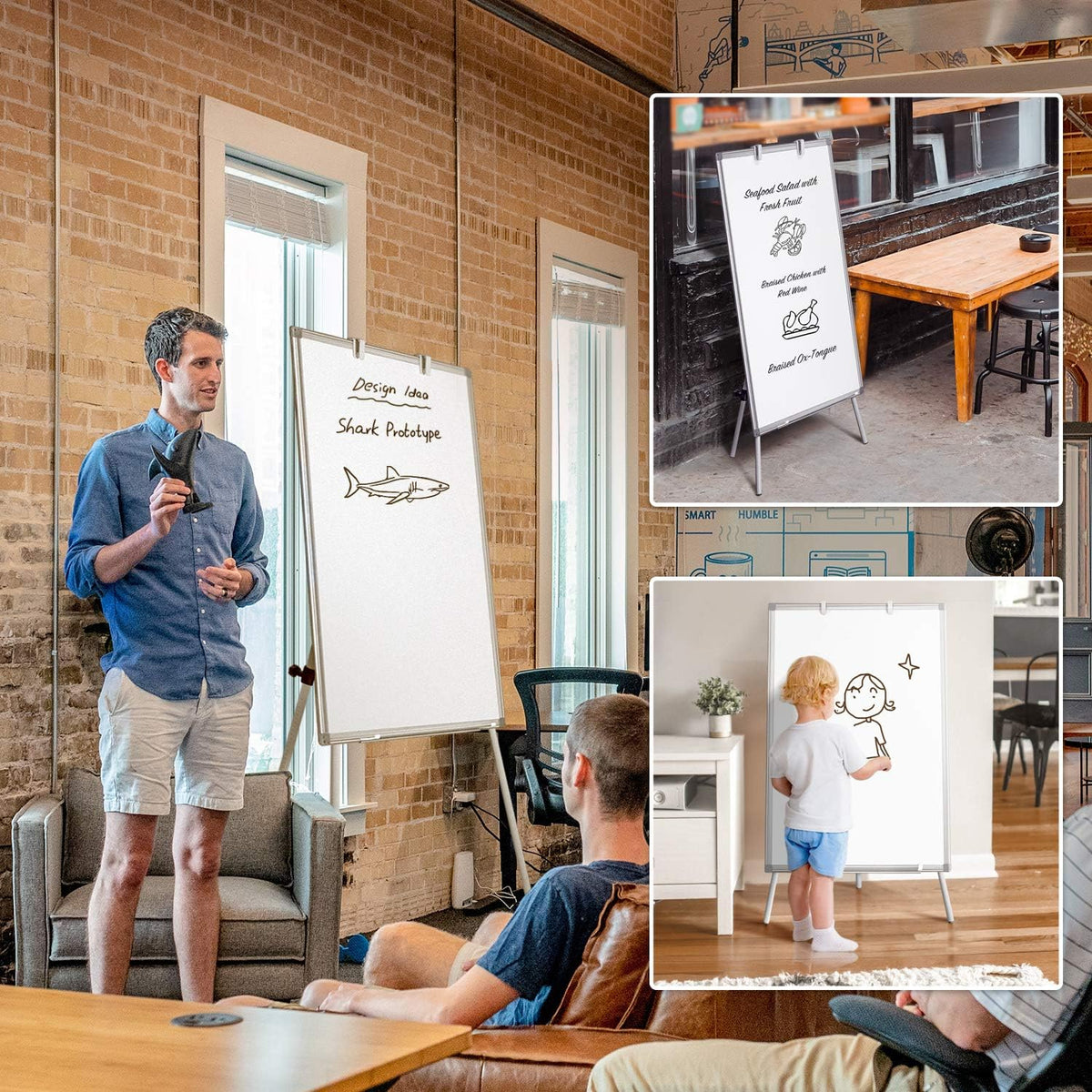 Easel Whiteboard 36 x 24 in, Stand Tripod with Height Adjustable