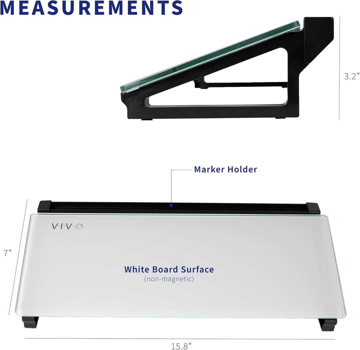 White Glass 16 x 7 in Dry Erase Board with Open Storage, DESK-WB16D