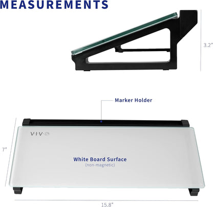 White Glass 16 x 7 in Dry Erase Board with Open Storage, DESK-WB16D