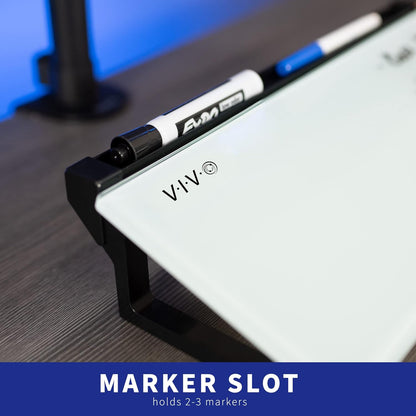 White Glass 16 x 7 in Dry Erase Board with Open Storage, DESK-WB16D