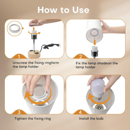 Table Lamp for Bedroom, Touch Nightstand Lamp with 10W USB Charging