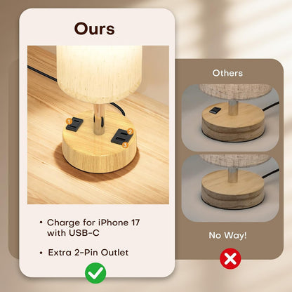 Table Lamp for Bedroom, Touch Nightstand Lamp with 10W USB Charging