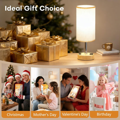 Table Lamp for Bedroom, Touch Nightstand Lamp with 10W USB Charging