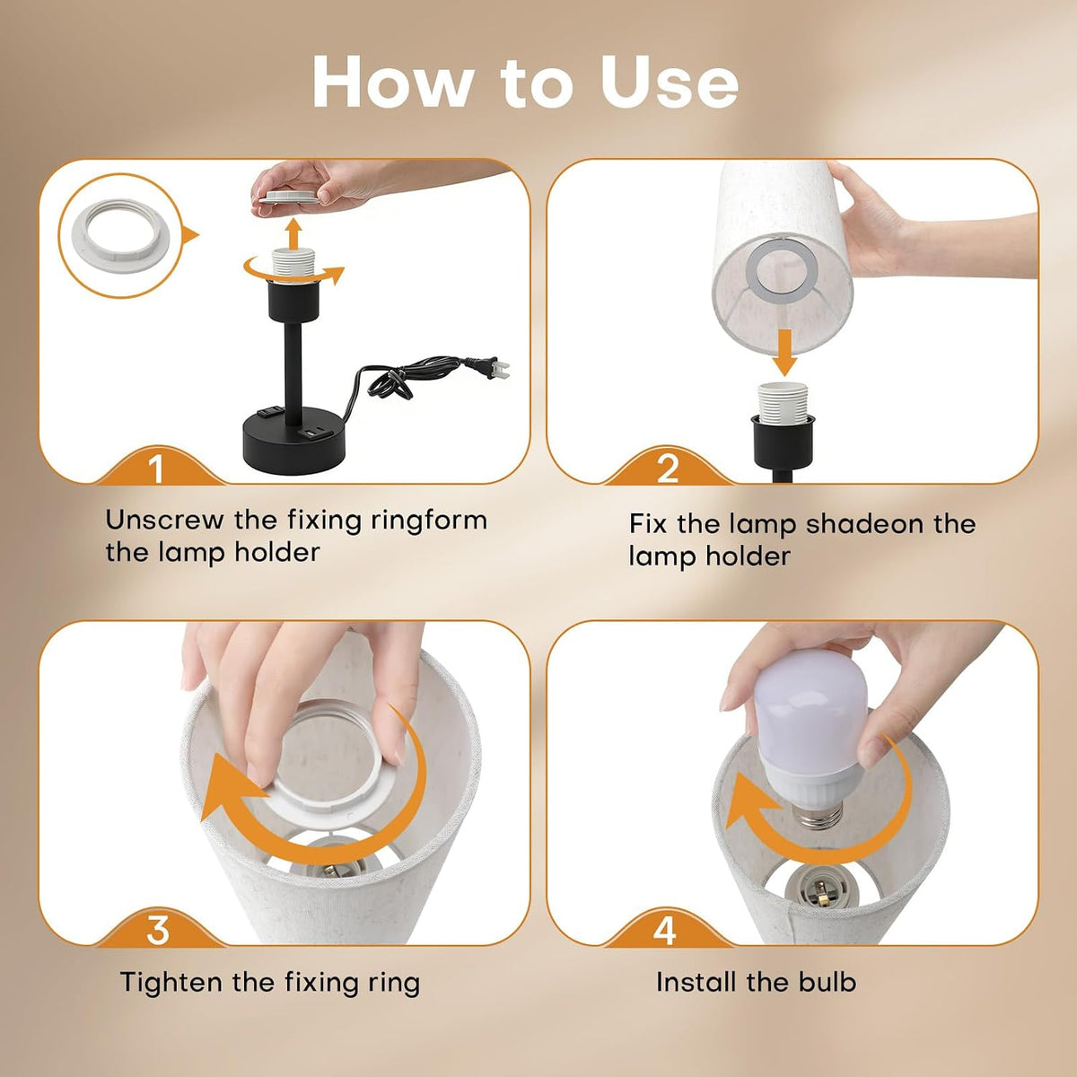 Table Lamp for Bedroom, Touch Nightstand Lamp with 10W USB Charging