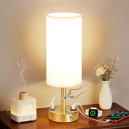 Table Lamp for Bedroom, Touch Nightstand Lamp with 10W USB Charging