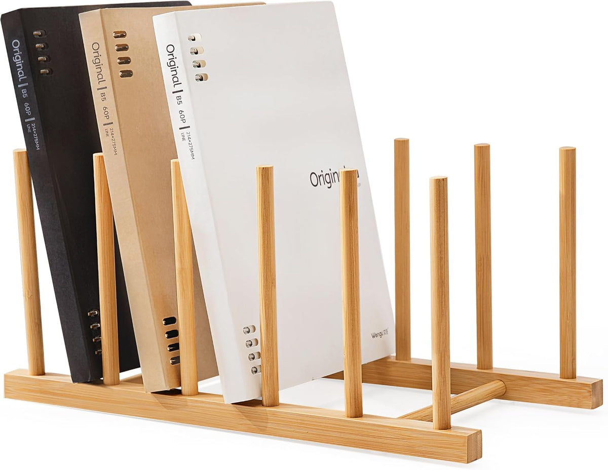 Desk File Organizer 1 Pack Bamboo 5 Section Vertical File Sorter