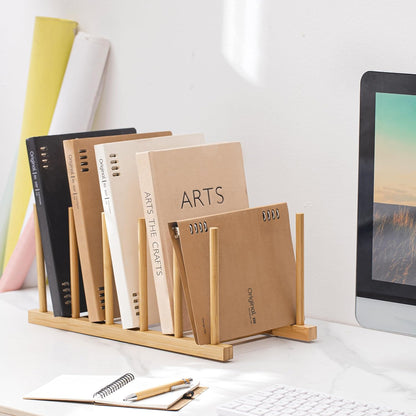 Desk File Organizer 1 Pack Bamboo 5 Section Vertical File Sorter