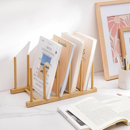 Desk File Organizer 1 Pack Bamboo 5 Section Vertical File Sorter