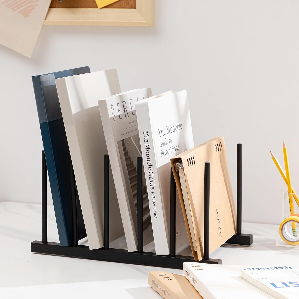 Desk File Organizer 1 Pack Bamboo 5 Section Vertical File Sorter