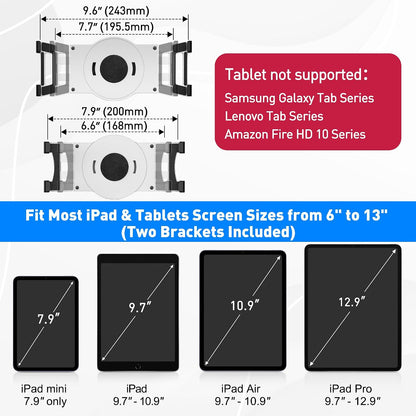 Retail Kiosk iPad Stand, 360° Rotating Commercial POS Tablet Stand, Fits 6"-13" (Screens) iPad mini Pro-Business Swivel Tablet Holder, for Store Office Reception Kitchen Desktop (White)