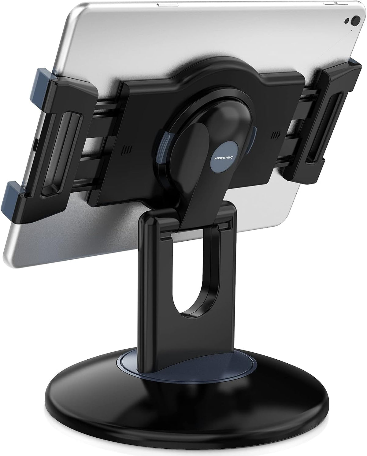 Retail Kiosk iPad Stand, 360° Rotating Commercial POS Tablet Stand, Fits 6"-13" (Screens) iPad mini Pro-Business Swivel Tablet Holder, for Store Office Reception Kitchen Desktop (White)