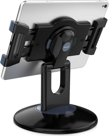 Retail Kiosk iPad Stand, 360° Rotating Commercial POS Tablet Stand, Fits 6"-13" (Screens) iPad mini Pro-Business Swivel Tablet Holder, for Store Office Reception Kitchen Desktop (White)