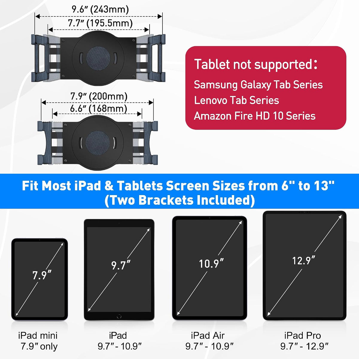 Retail Kiosk iPad Stand, 360° Rotating Commercial POS Tablet Stand, Fits 6"-13" (Screens) iPad mini Pro-Business Swivel Tablet Holder, for Store Office Reception Kitchen Desktop (White)