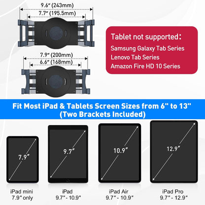 Retail Kiosk iPad Stand, 360° Rotating Commercial POS Tablet Stand, Fits 6"-13" (Screens) iPad mini Pro-Business Swivel Tablet Holder, for Store Office Reception Kitchen Desktop (White)