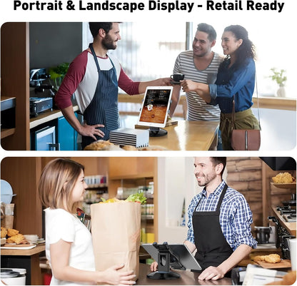 Retail Kiosk iPad Stand, 360° Rotating Commercial POS Tablet Stand, Fits 6"-13" (Screens) iPad mini Pro-Business Swivel Tablet Holder, for Store Office Reception Kitchen Desktop (White)